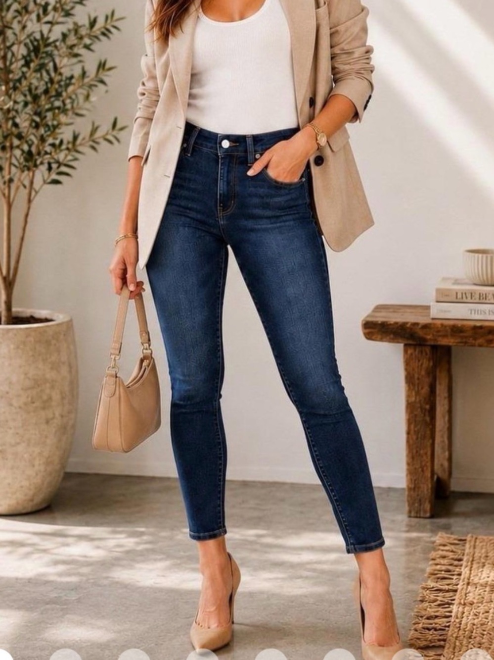 PAIGE Hoxton Ankle Skinny Jeans in Dark Wash - Size 24